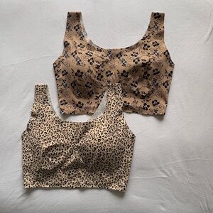 Rhonda Shear Floral and Leopard Print Body Bras - Black and Tan